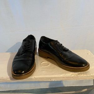 Black oxford lace up flats, size 5